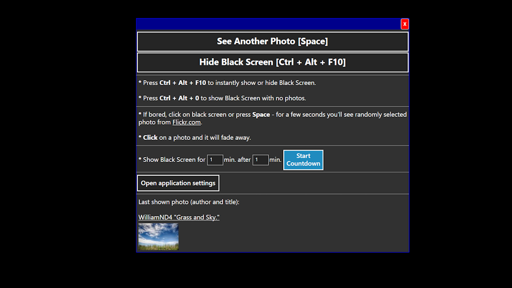 Black Screen with shown context menu